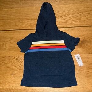 Kids Navy Blue Striped Hoodie Shirt